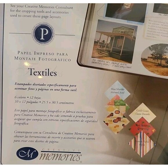 Creative Memories Printed Mounting Paper: "Textiles" NIP 6 Colors 12 Sheets - Picture 3 of 6